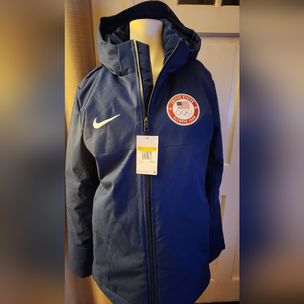 Nike Team USA Olympic 550 Down Parka winter jacket in navy blue